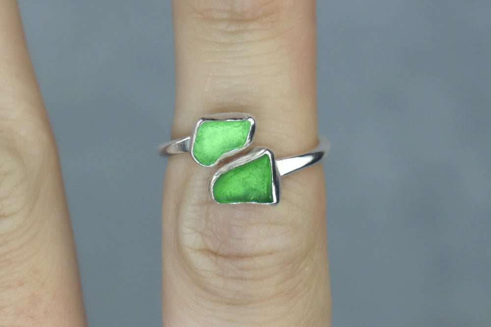 UK Size L Welsh Sea Glass Ring