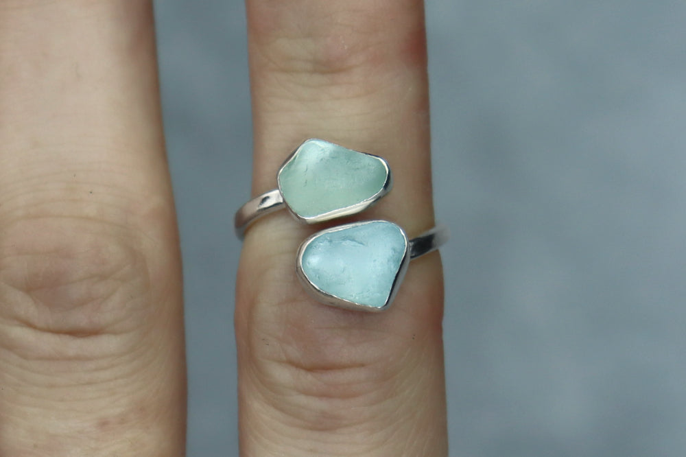 UK Size L/M Welsh Sea Glass Ring