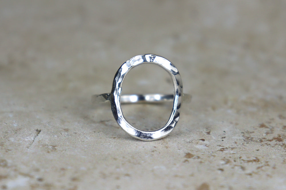 Circle Hammered Sterling Silver Ring