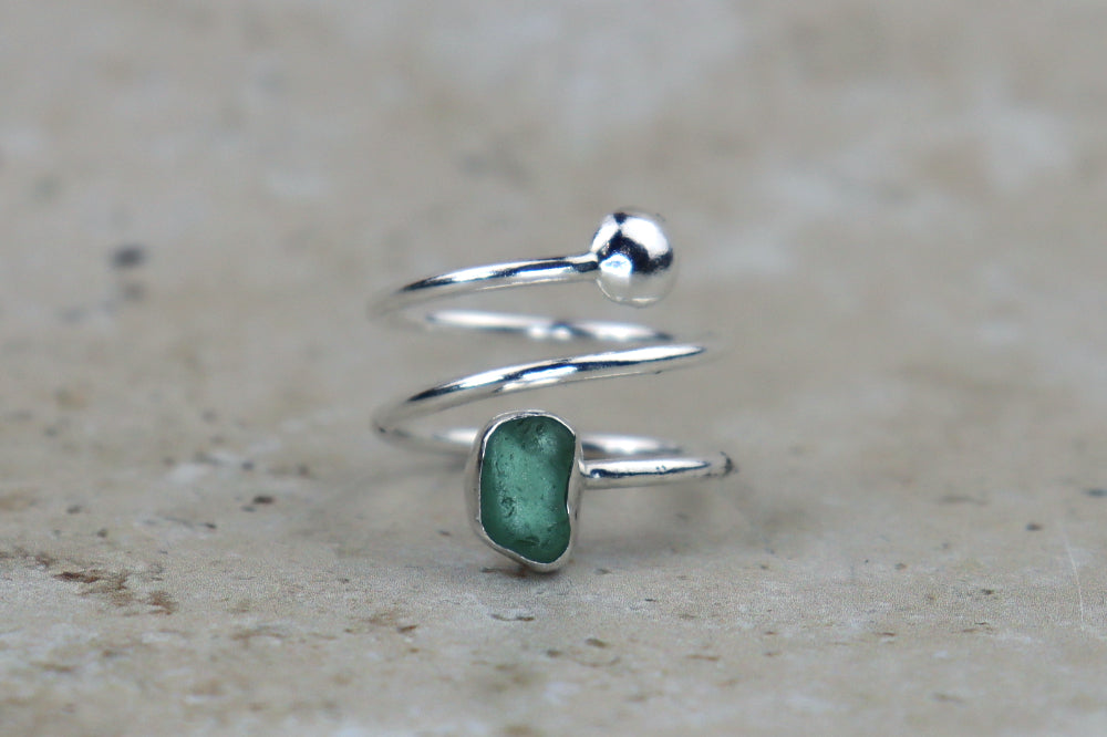 UK Size S Welsh Sea Glass Ring