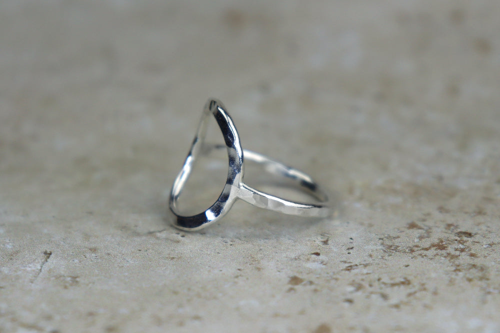 Circle Hammered Sterling Silver Ring