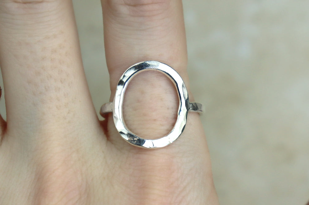 Circle Hammered Sterling Silver Ring