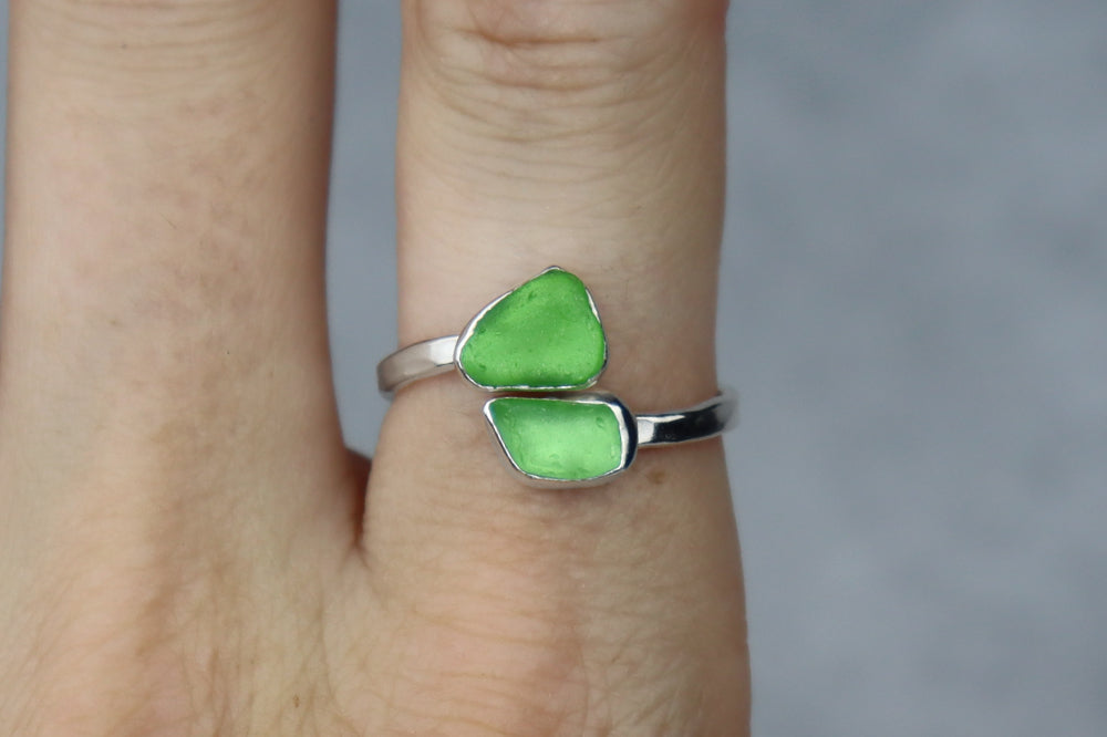 UK Size R Welsh Sea Glass Ring