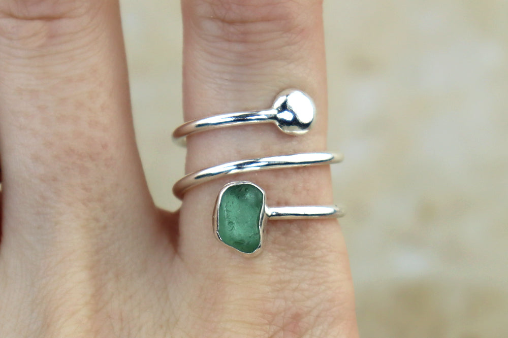UK Size S Welsh Sea Glass Ring