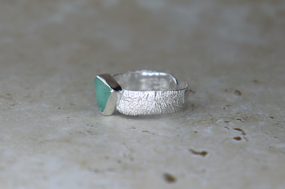 UK Size X Reticulated Welsh Sea Glass Ring