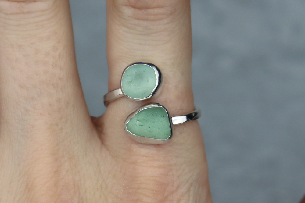 UK Size R Welsh Sea Glass Ring