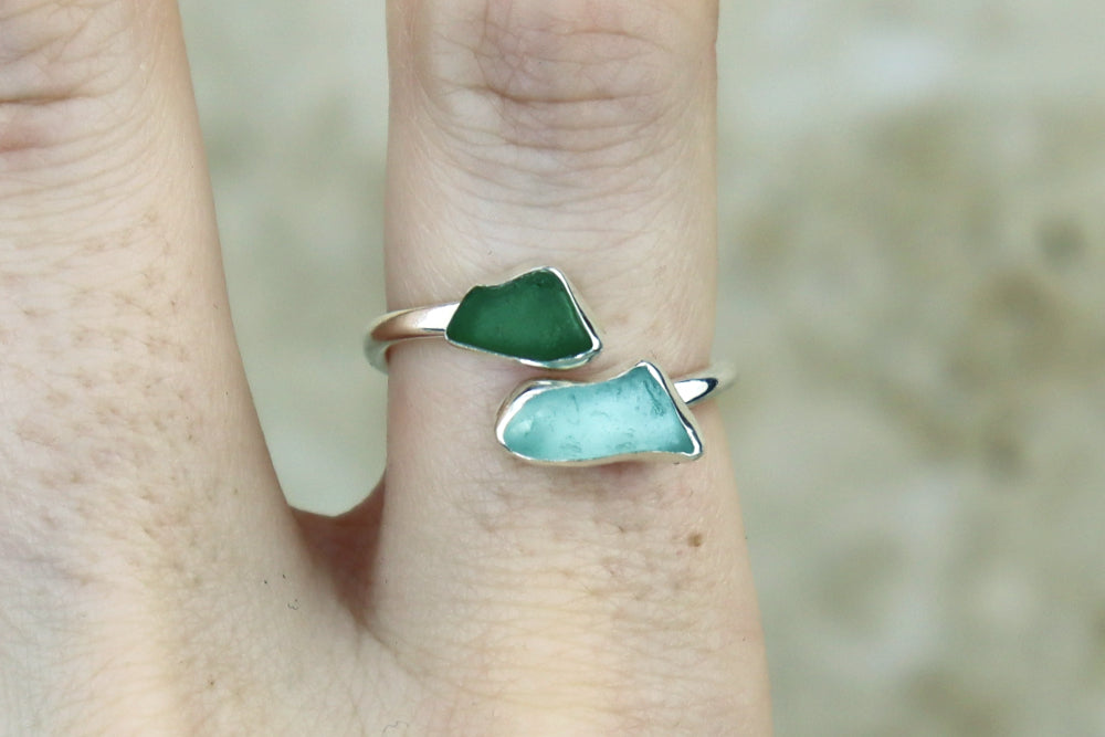 UK Size M Welsh Sea Glass Ring