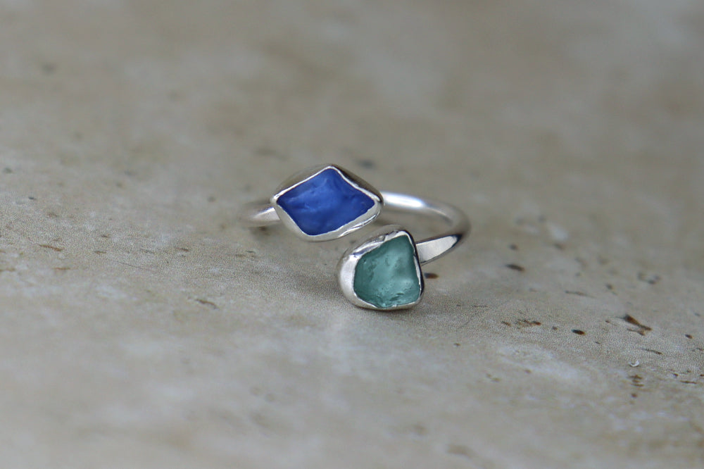 UK Size N Welsh Sea Glass Ring