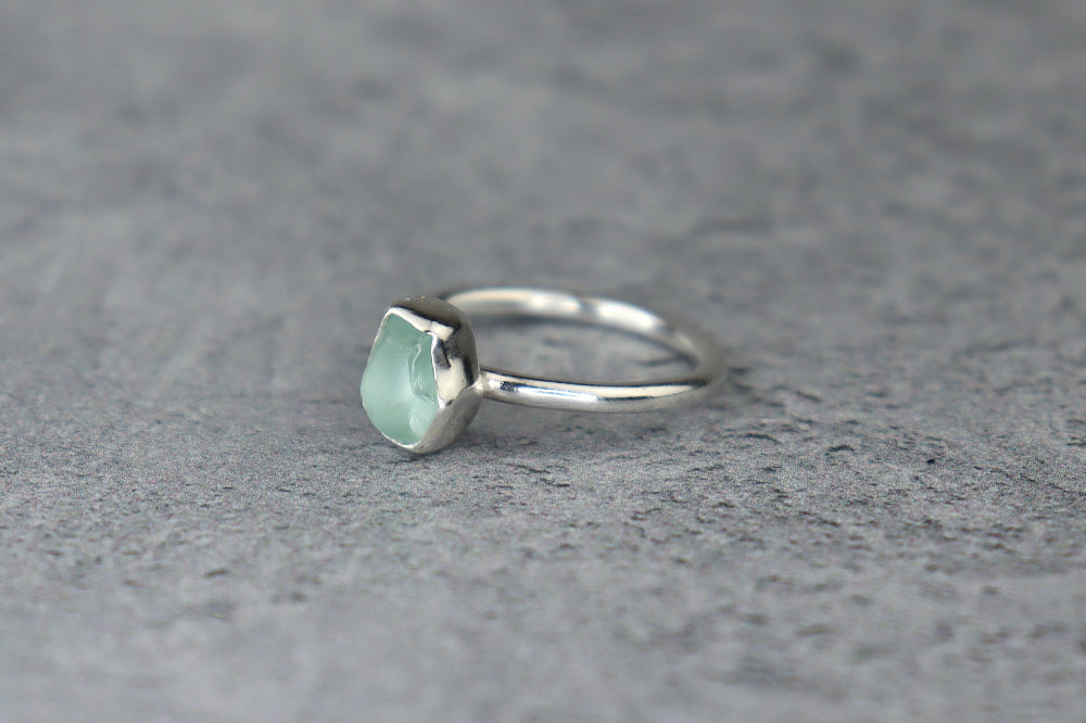 UK Size L/M Welsh Sea Glass Ring