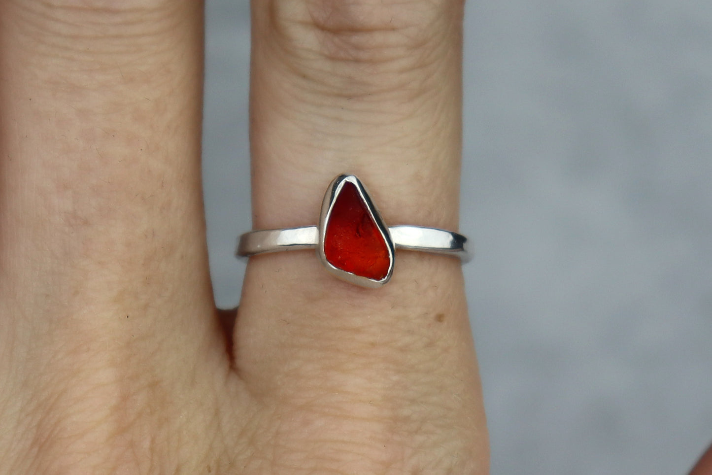 UK Size P Welsh Sea Glass Ring