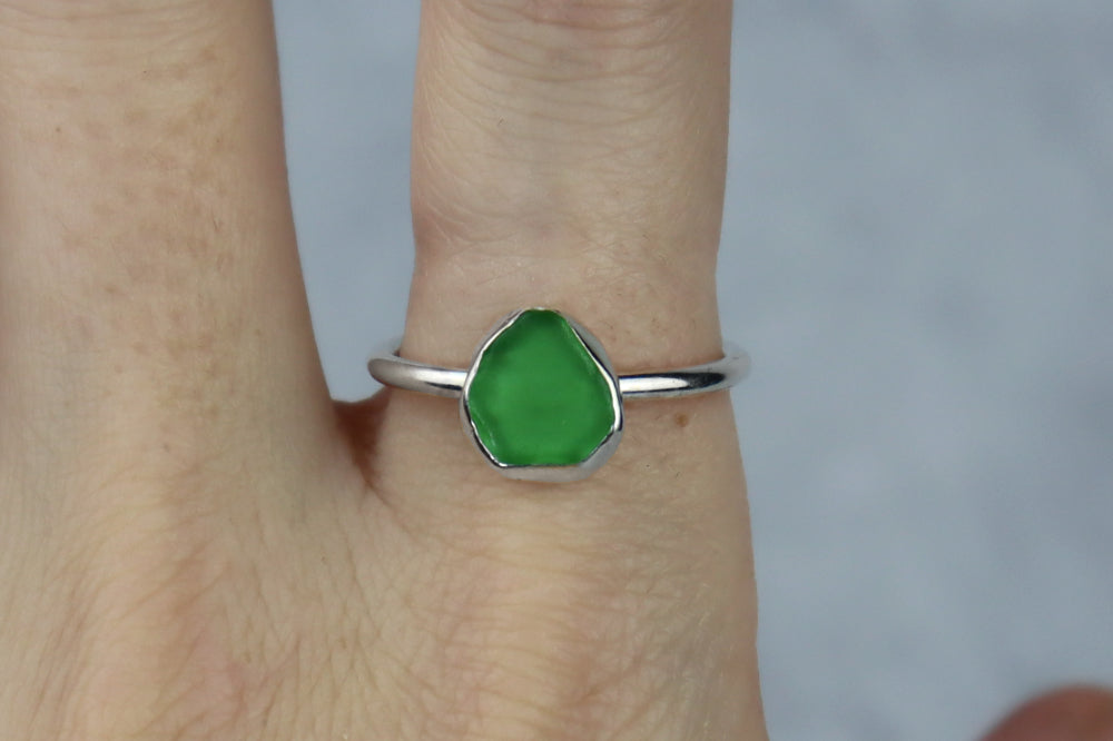 UK Size T Welsh Sea Glass Ring
