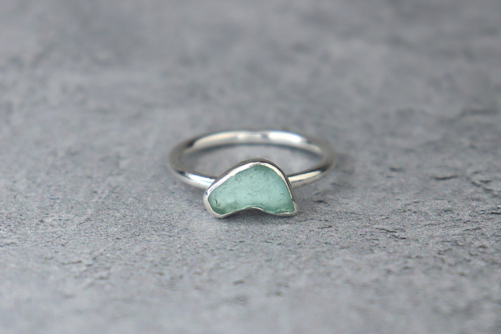 UK Size N Welsh Sea Glass Ring