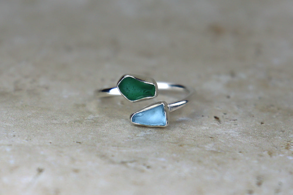 UK Size P Welsh Sea Glass Ring