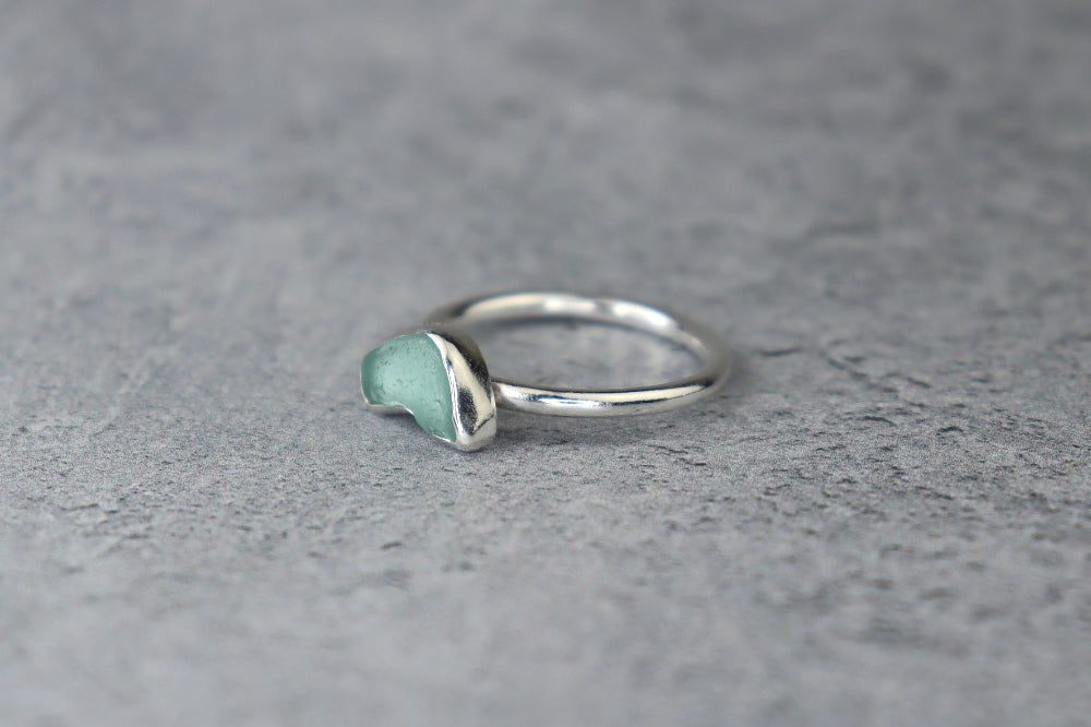 UK Size N Welsh Sea Glass Ring