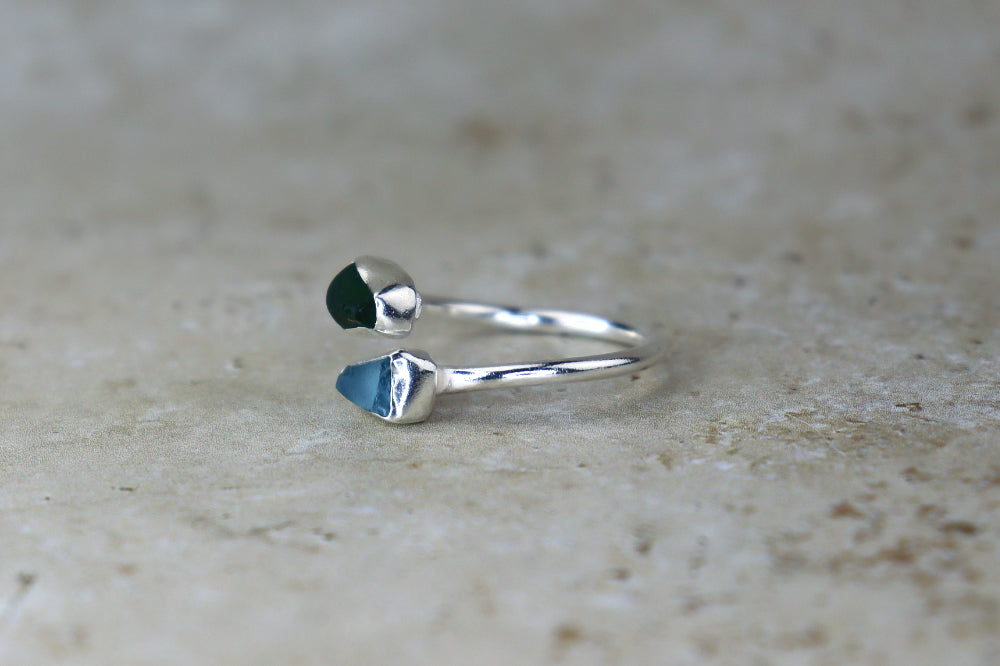 UK Size P Welsh Sea Glass Ring