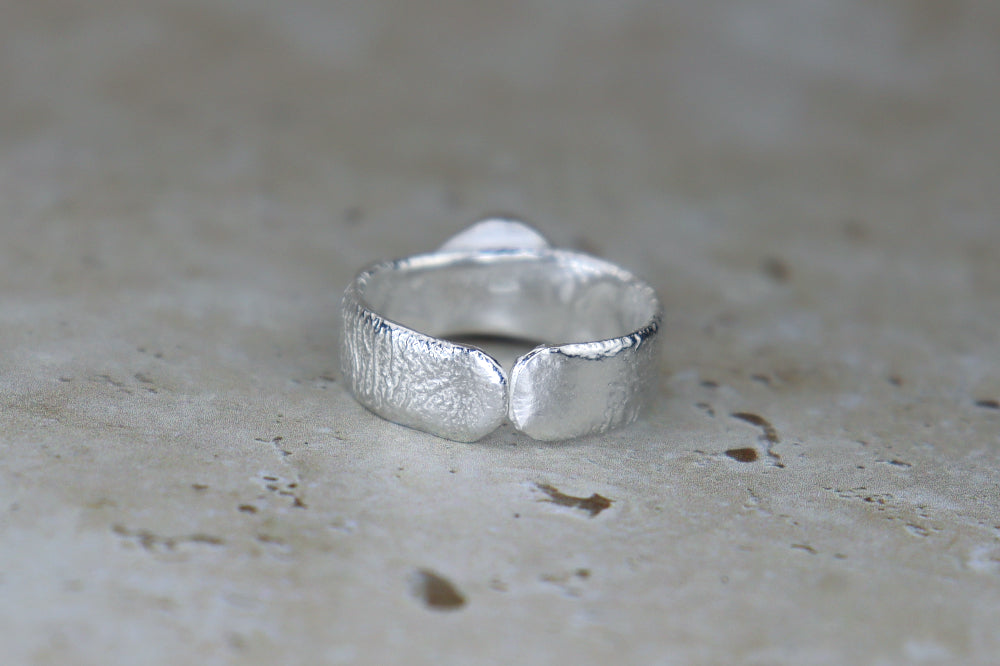 UK Size Q Reticulated Welsh Sea Glass Ring