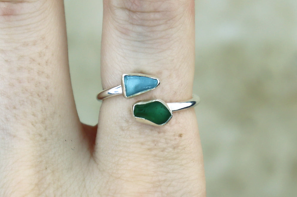 UK Size P Welsh Sea Glass Ring