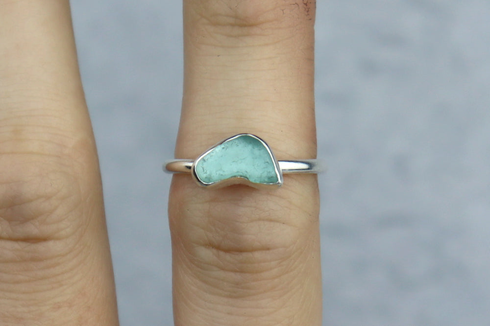 UK Size N Welsh Sea Glass Ring