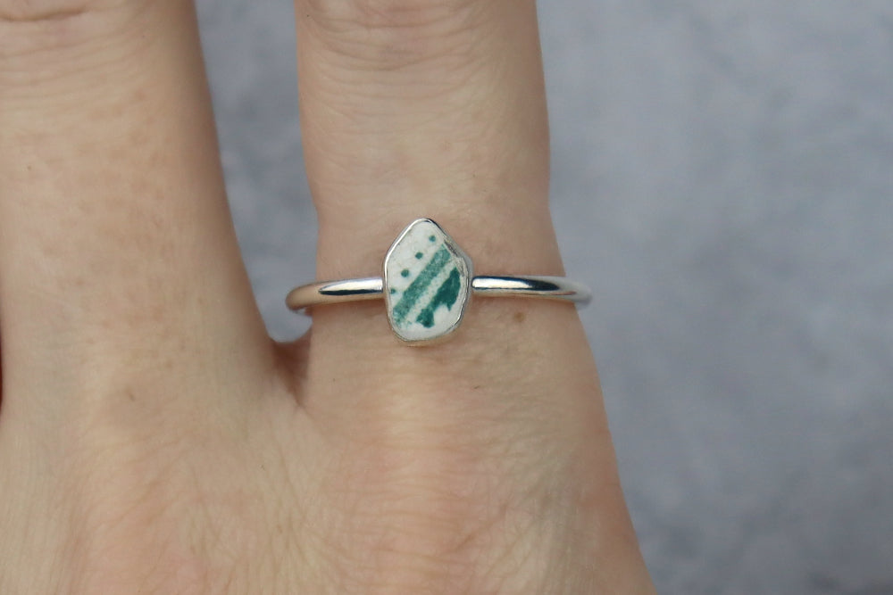 UK Size U Welsh Sea Pottery Ring
