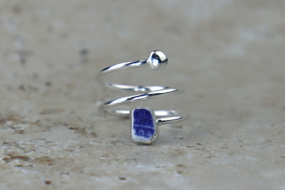 UK Size Q Welsh Sea Pottery Ring