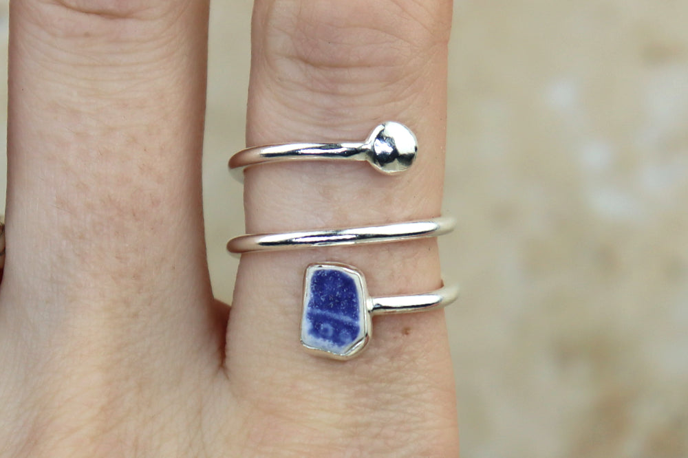 UK Size Q Welsh Sea Pottery Ring