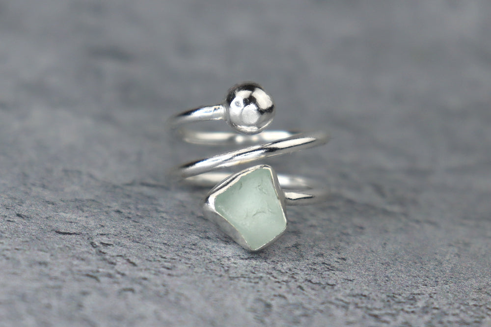 UK Size J/K Welsh Sea Glass Ring
