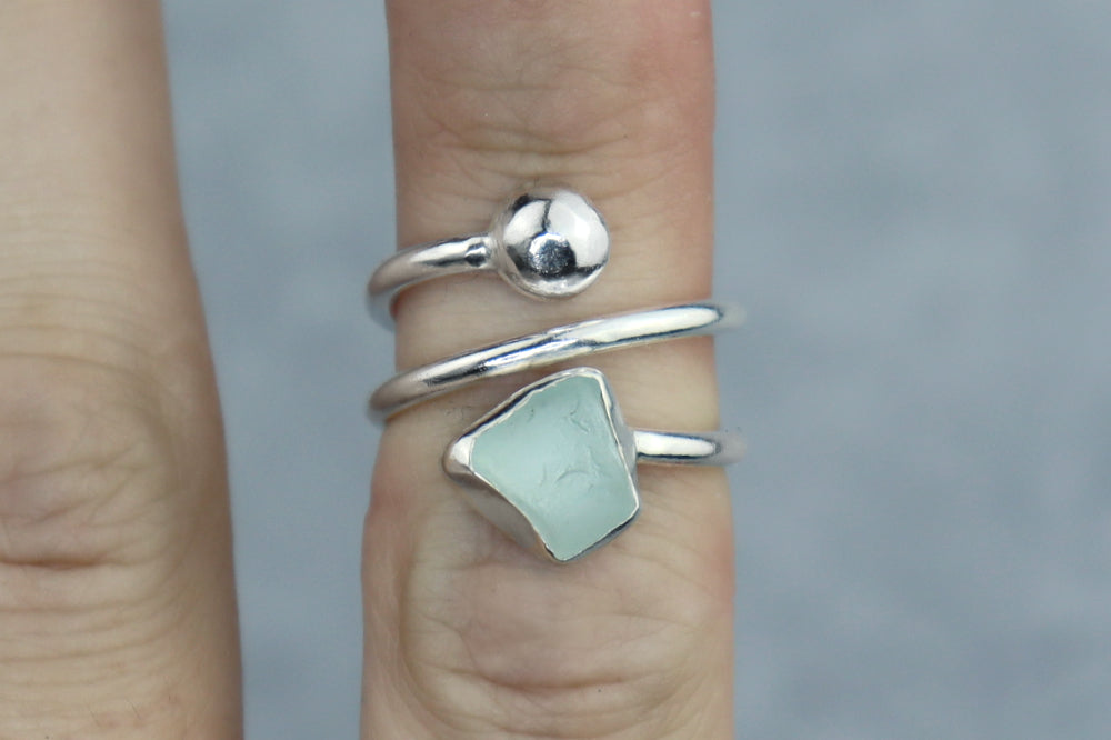 UK Size J/K Welsh Sea Glass Ring