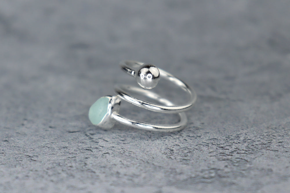 UK Size L/M Welsh Sea Glass Ring