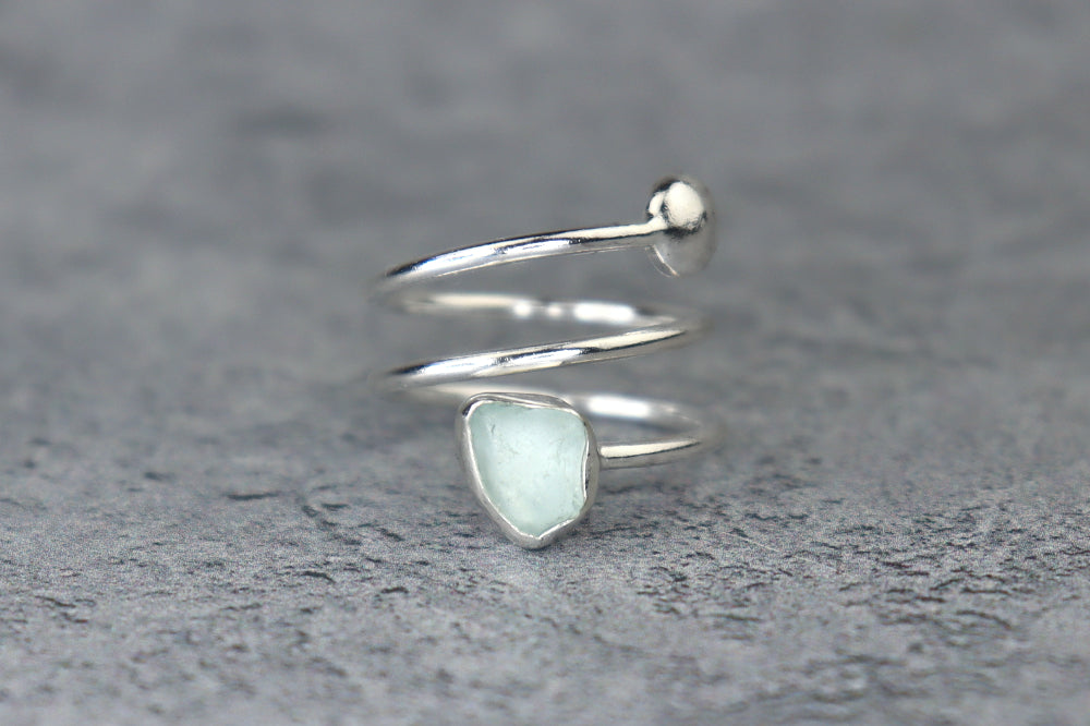 UK Size L/M Welsh Sea Glass Ring