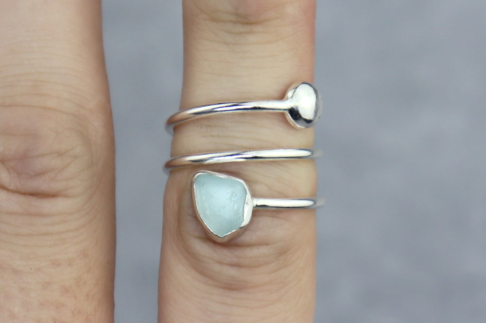 UK Size L/M Welsh Sea Glass Ring