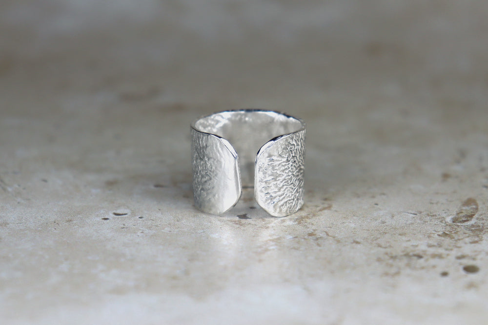 UK Size P/Q Reticulated Welsh Sea Glass Ring