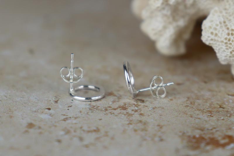 Circle Hammered Sterling Silver Studs