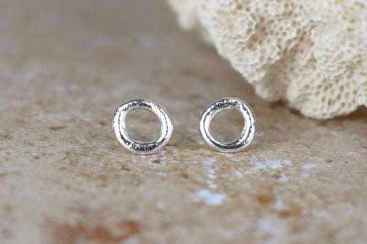 Molten Circle Sterling Silver Studs