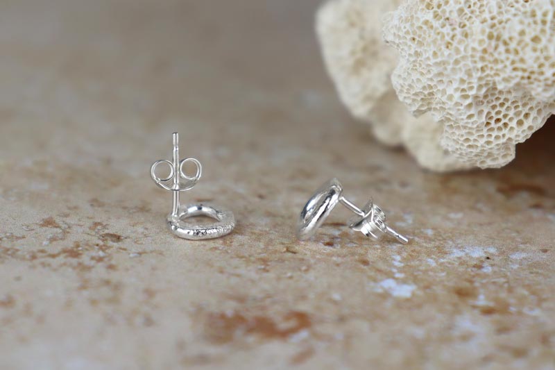 Molten Circle Sterling Silver Studs