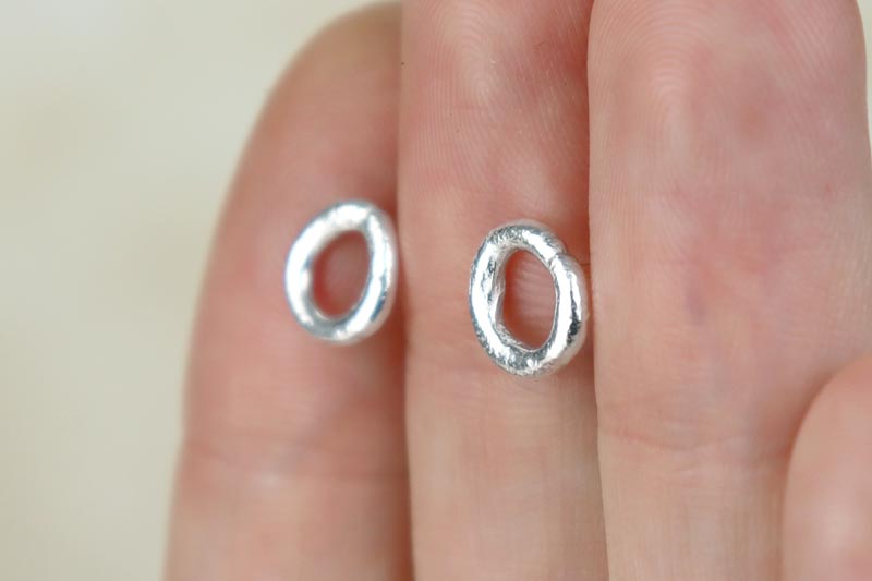 Molten Circle Sterling Silver Studs