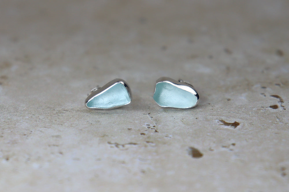 Welsh Sea Glass Stud Earrings
