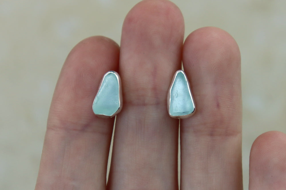 Welsh Sea Glass Stud Earrings