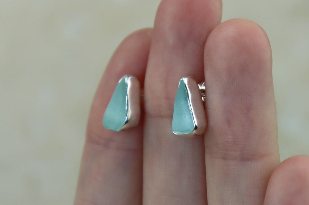 Welsh Sea Glass Stud Earrings
