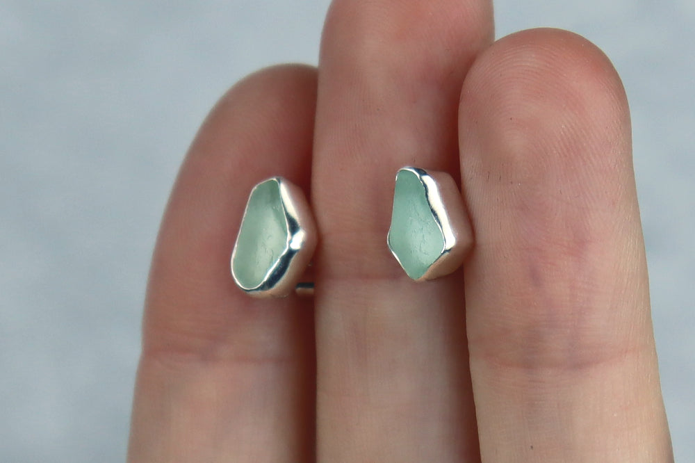 Welsh Sea Glass Stud Earrings