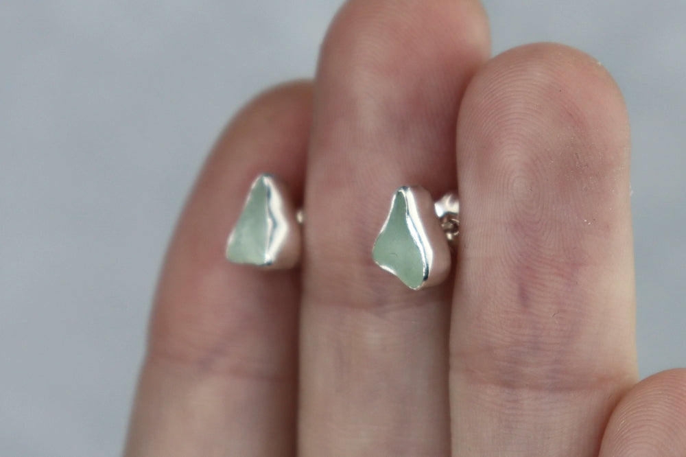 Welsh Sea Glass Stud Earrings
