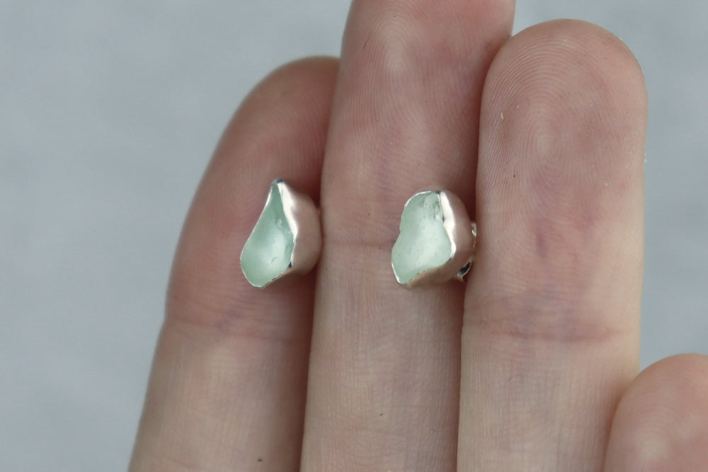 Welsh Sea Glass Stud Earrings
