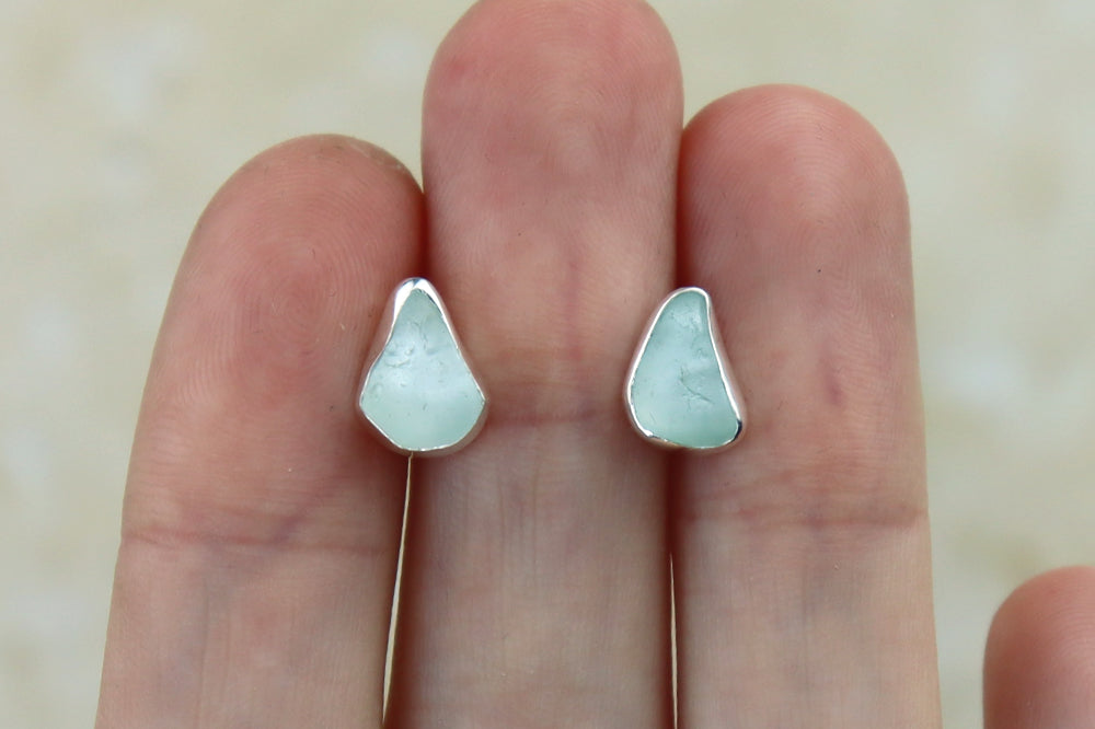 Welsh Sea Glass Stud Earrings