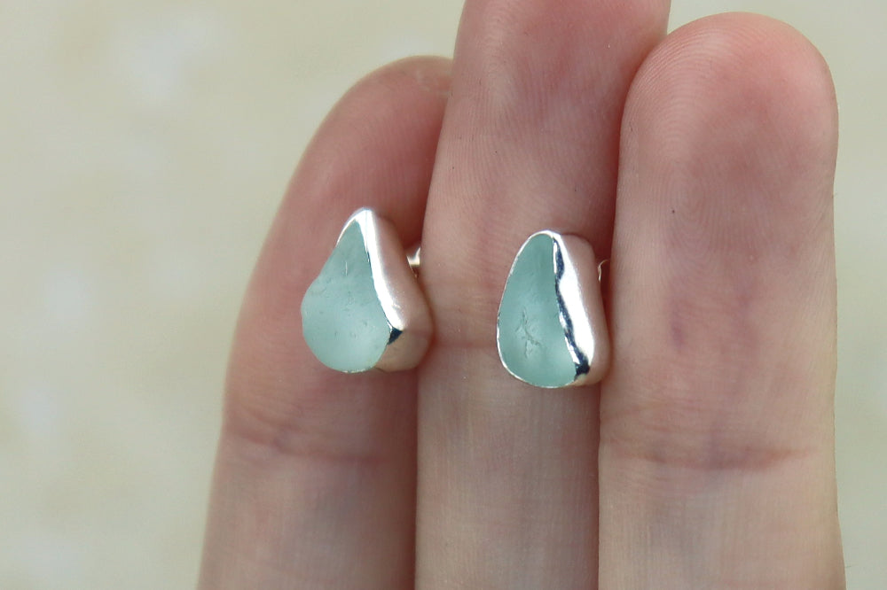 Welsh Sea Glass Stud Earrings