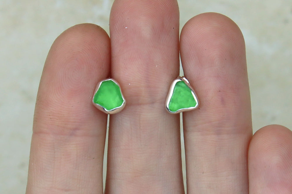 Welsh Sea Glass Stud Earrings