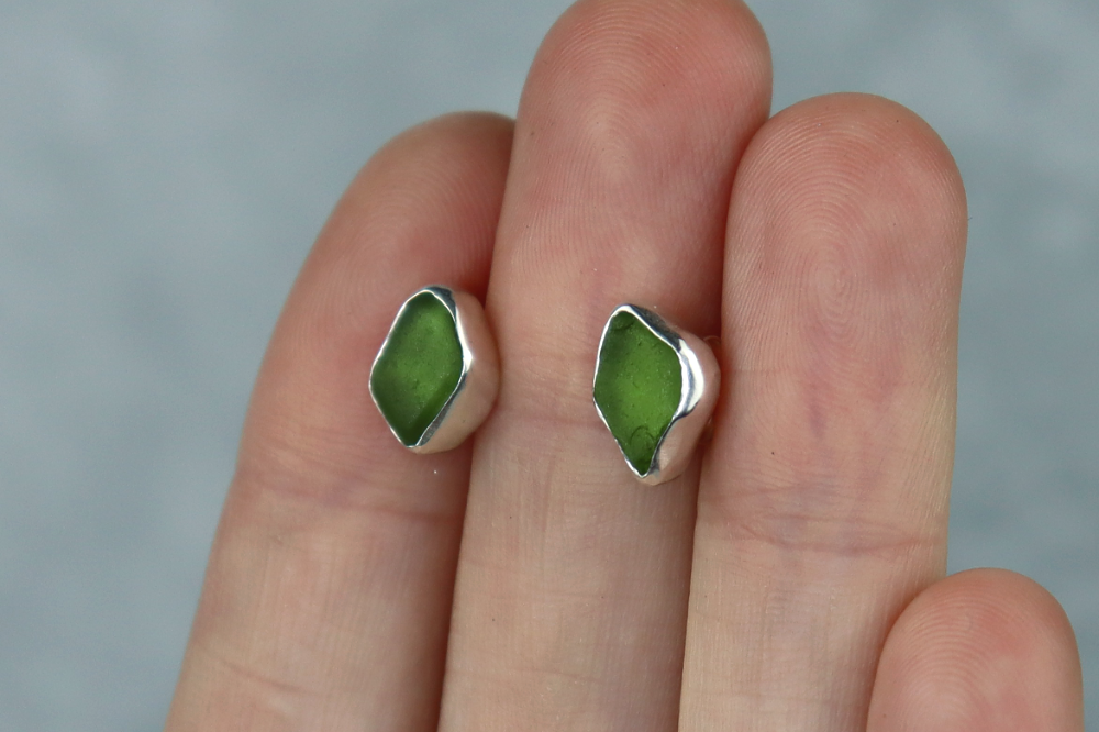 Welsh Sea Glass Stud Earrings