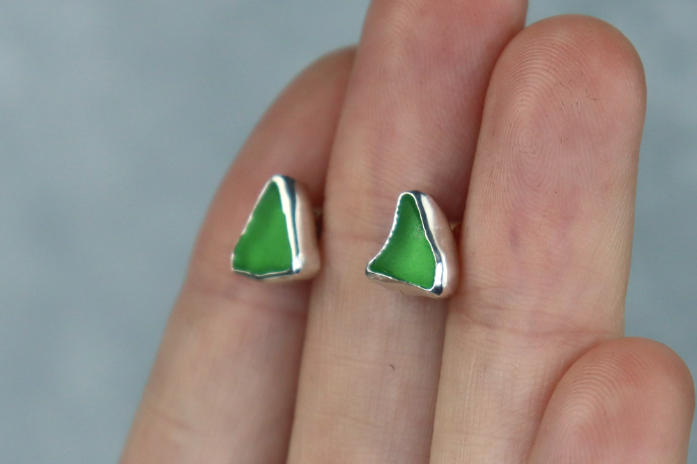 Welsh Sea Glass Stud Earrings