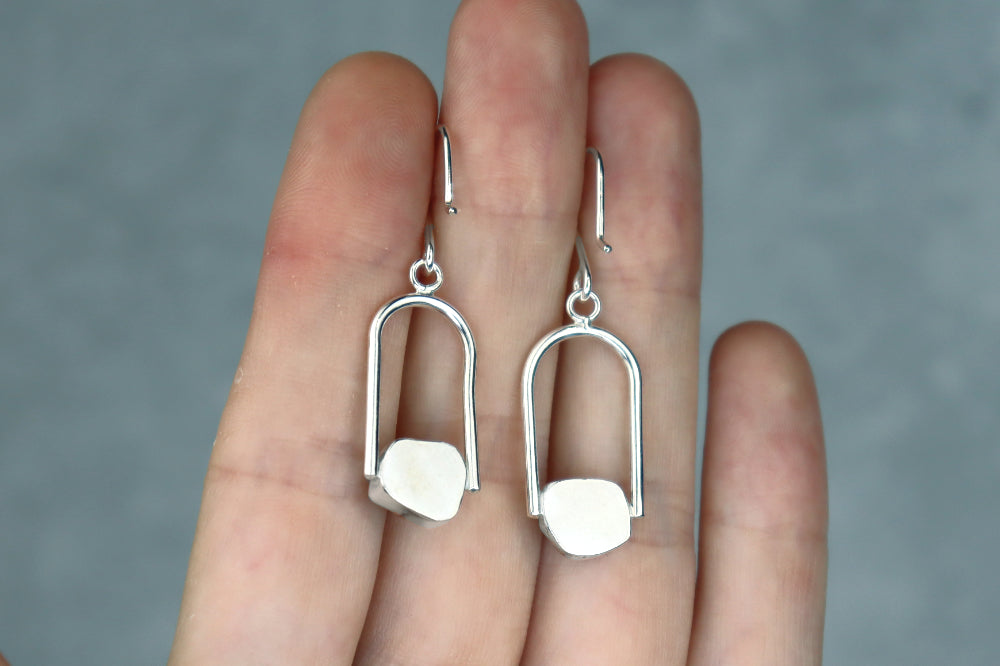 Welsh Sea Glass Geometric Earring
