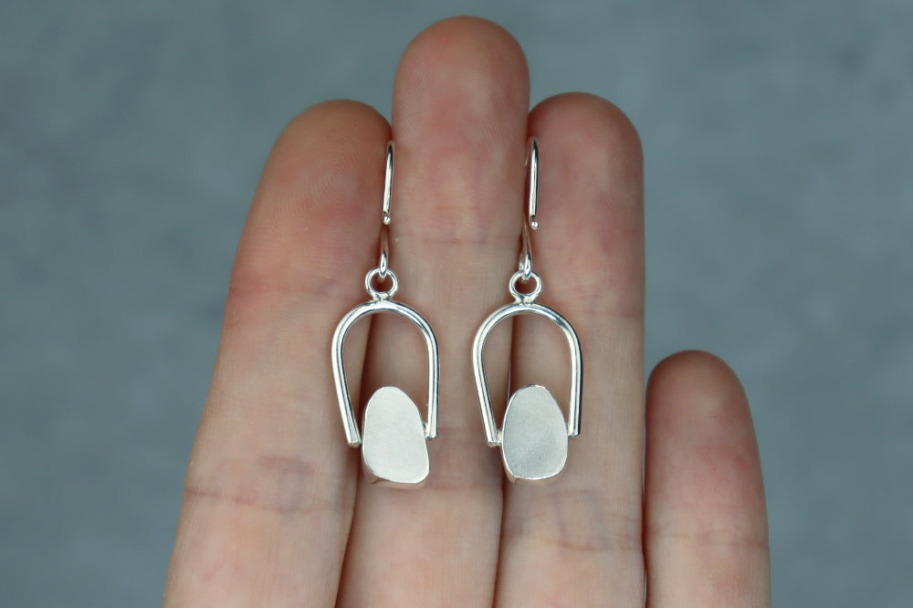 Welsh Sea Glass Geometric Earring