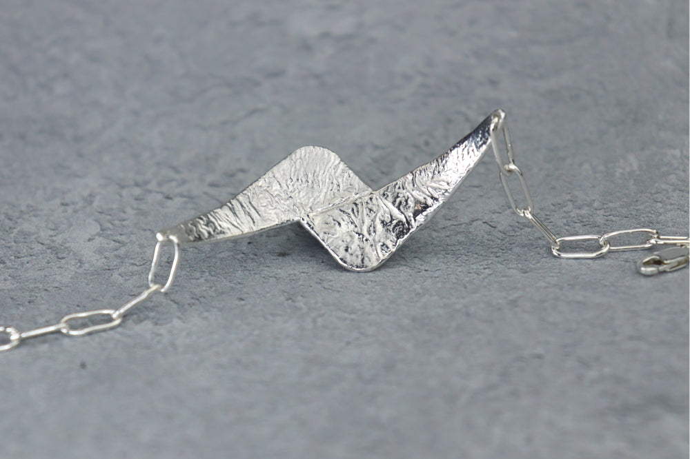 Welsh Sea Glass Reticulated Sterling Silver Cuff