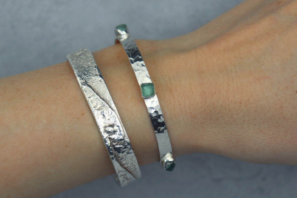 Welsh Sea Glass Sterling Silver Cuff